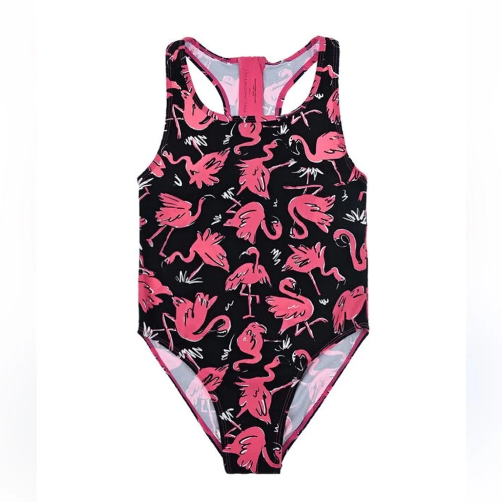 Stella McCartney Kids One Piece‎ Swimsuit Flamingoes Back Zipper Pink Size 10
